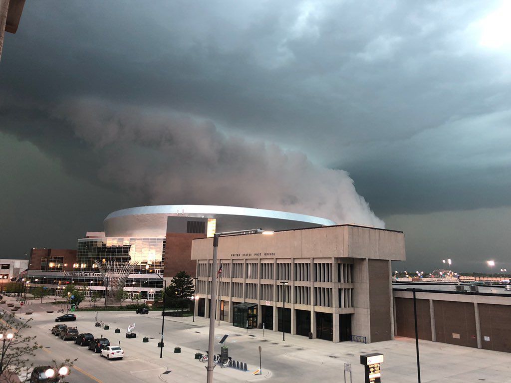 Behind the arena
